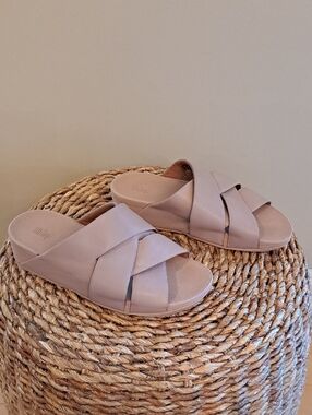 Fitflop Womens Novaweave Mocha Leather‎ Woven Strap Wedge Slide Sandals US7/EU38